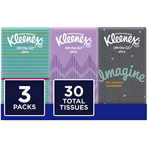 Kleenex On-The-Go Packs Facial Tissues, Travel Size, 3 Pack, 10 Tissues per Pack (30 Total Tissues), Now Only $0.97