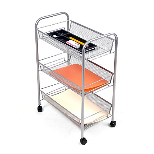 Mind Reader 3-Shelf All Purpose Mobile Utility Cart, Silver, Now Only $19.99