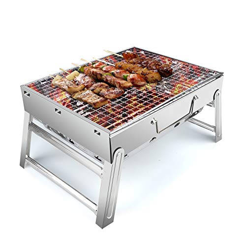 Charcoal Grill Folding BBQ Grill Portable Barbecue Desk Tabletop for Outdoor BBQ 15.35''x11.41''x2.95'', Now Only $15.37