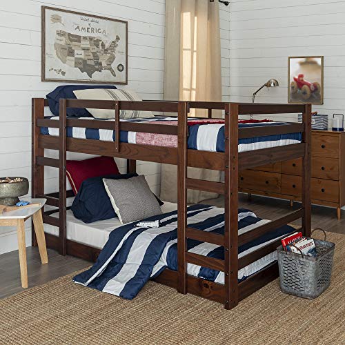 Walker Edison Alexander Classic Solid Wood Stackable Jr Twin over Twin Bunk Bed, Twin over Twin, Walnut,   Only $278.11