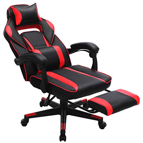 SONGMICS Racing Gaming Chair, Adjustable Ergonomic Office Chair with Footrest, Tilt Mechanism, Lumbar Support, 330 lb Load, Black and Red UOBG073B01,  Only $126.77