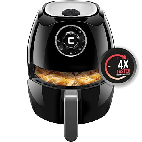 Chefman 6.5 Quart Oven with Space Saving Flat Basket Oil Hot Airfryer with 60 Minute Timer & Auto Shut Off, Dishwasher Safe Parts, BPA-Free, Family Size, X-Large, Black, Analog Air Fryer, LOnly $48.56