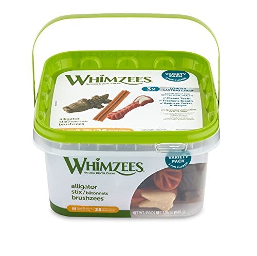 WHIMZEES Natural Grain Free Daily Long Lasting Dog Dental Treats, Variety Box, Medium, 28 Dental Chews, only $6.24