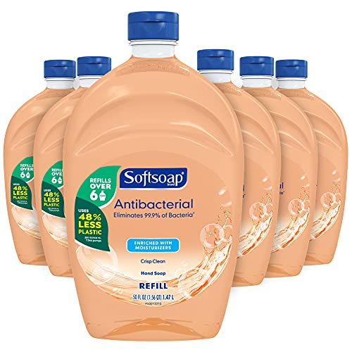 Softsoap Antibacterial Hand Soap Liquid Refill, Crisp Clean, 50oz, Bathroom Soap, Bulk Soap, Moisturizing, Pack of 6 (US05261A), Only $23.82