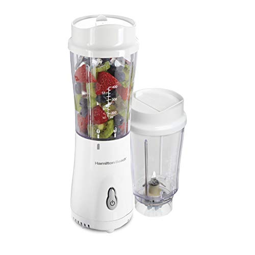 Hamilton Beach 51102V Personal Blender for Shakes and Smoothies with BPA-Free Size: 14 oz. Portable 14oz Travel, White-2 Jars, Now Only $22.99