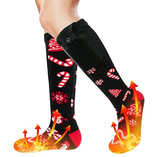 Heated Socks Women Men Christmas stockings Gift Rechargeable Electric Battery Socks for Riding, ski, fishing, hiking, hunting, Thermal for Arthritis, US 6-10