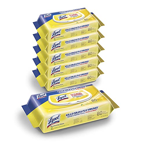 Lysol 柠檬香型消毒纸巾 6包 共480片，原价$26.99，现仅售$13.91 ，免运费！