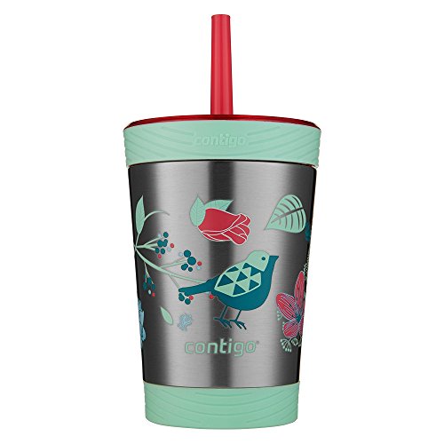 Contigo Stainless Steel Spill-Proof Kids Tumbler with Straw, 12 oz, Sprinkles with Birds & Flowers, List Price is $14.99, Now Only $8.49