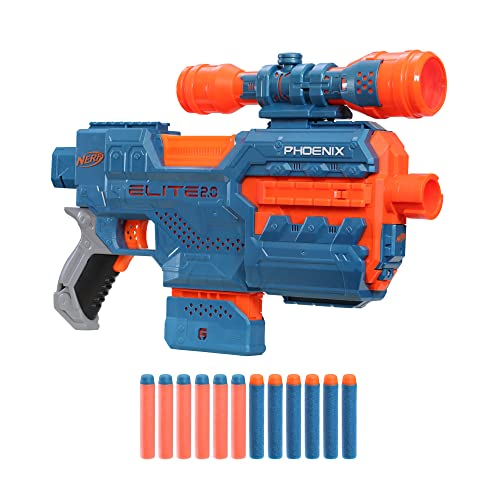 NERF Elite 2.0 Phoenix CS-6 Motorized Blaster, 12 Official Darts, 6-Dart Clip, Scope, Tactical Rails, Barrel and Stock Attachment Points, List Price is $26.49, Now Only $14.97