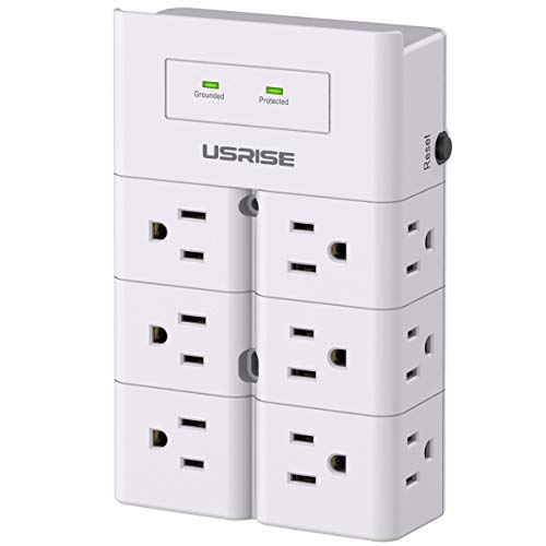 Multi Plug Outlet, Outlet Extender Adapter, Outlet expanders, USRISE Surge Protector Wall Mount with 12-Outlet Splitter for Home, Office, Dorm Essentials, Hotel, White, ETL Listed