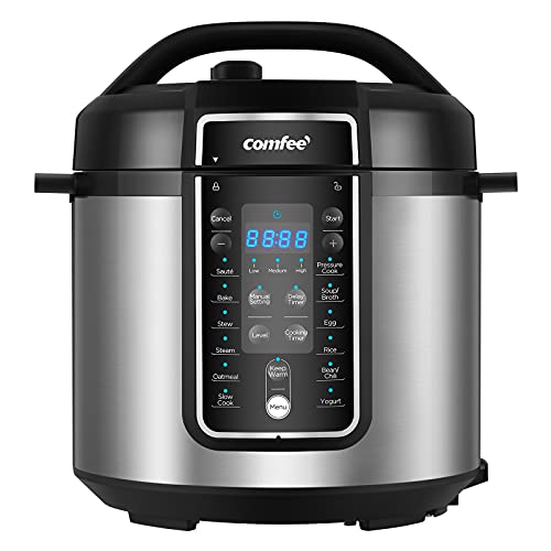 COMFEE’ 6 Quart Pressure Cooker 12-in-1, One Touch Kick-Start Multi-Functional Programmable Slow Cooker, Rice Cooker, Steamer, Sauté pan, Egg Cooker, Warmer and More,  Only $59.99