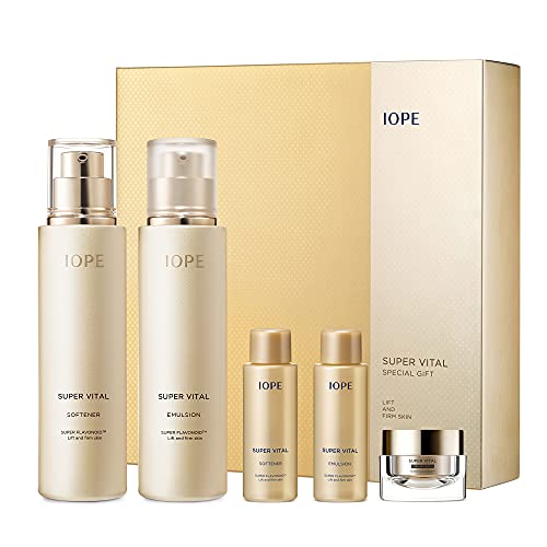 IOPE Super Vital Skincare 2pcs SET- Facial Toner & Emulsion with Mini-cream - Daily Treatment for All Skin - For Lifting & Hydrating without Paraben by Amorepacific