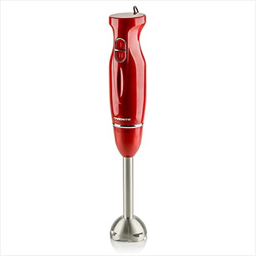 Ovente Electric Immersion Hand Blender 300 Watt 2 Mixing Speed with Stainless Steel Blades, Powerful Portable Easy Control Grip Stick Mixer  Red HS560R,  Only $13.19
