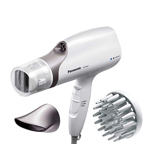 Panasonic Nanoe Salon Hair Dryer with Oscillating QuickDry Nozzle, Diffuser and Concentrator Attachments, 3 Speed Heat Settings for Easy Styling and Healthy Hair - EH-NA67-W (White),  $114.99