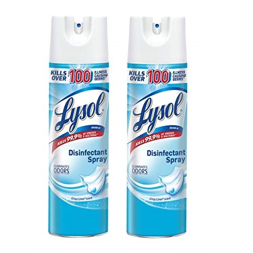 Lysol Disinfectant Spray, Sanitizing and Antibacterial Spray, For Disinfecting and Deodorizing, Crisp Linen, 2 Count, 19 fl oz each, List Price is $23.44, Now Only $8.64