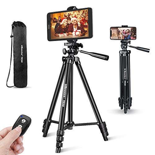 Phone Tripod, UBeesize 50’’ Extendable Lightweight Aluminum Tripod Stand with Universal Cell Phone/Tablet Holder, Remote Shutter, Compatible with Smartphone & Tablet & Camera., Now Only $21.99