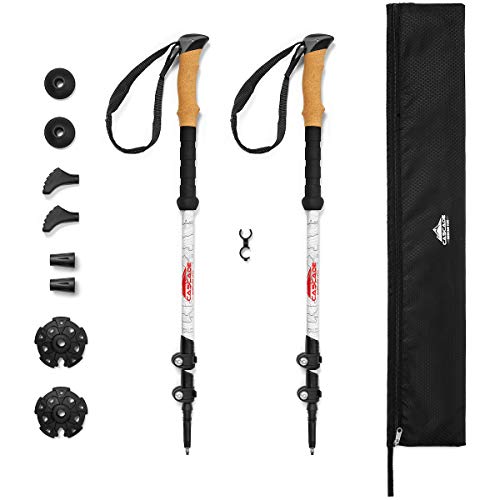 Cascade Mountain Tech Trekking Poles - Carbon Fiber Walking or Hiking Sticks with Quick Adjustable Locks (Set of 2), White, List Price is $64.99, Now Only $23.67