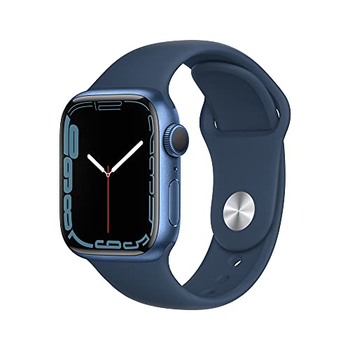 Apple Watch Series 7 GPS, 41mm Blue Aluminum Case with Abyss Blue Sport Band - Regular, List Price is $399, Now Only $329.99, You Save $49.01 (12%)