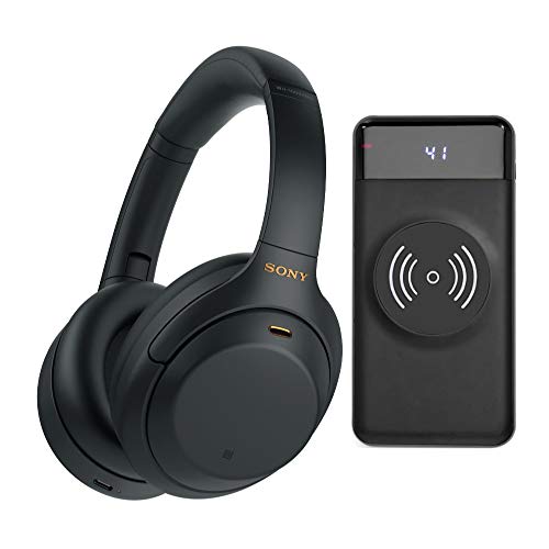 Sony WH-1000XM4 Wireless Noise Canceling Over-Ear Headphones (Black) with Focus 10,000mAh Ultra-Portable LED Display Wireless Quick Charge Battery Bank Bundle (2 Items), Now Only $248.00