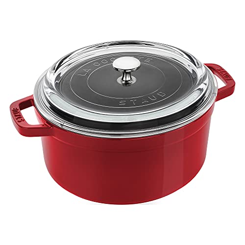 Staub Cast Iron 4-qt Round Cocotte with Glass Lid - Cherry,  Only $81.96