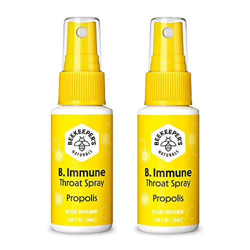BEEKEEPER'S NATURALS Propolis Throat Spray - 95% Bee Propolis Extract - Natural Immune Support & Sore Throat Relief - Antioxidants, Keto, Paleo, Gluten-Free, 1.06 oz (Pack of 2)