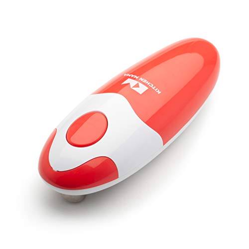 Kitchen Mama Electric Can Opener: Open Your Cans with A Simple Push of Button - No Sharp Edge, Food-Safe and Battery Operated Handheld Can Opener(Red), List Price is $35, Now Only $28.79