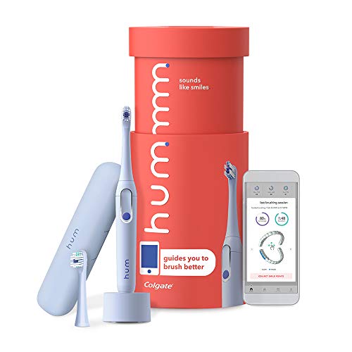 hum by Colgate Smart Electric Toothbrush Kit, Rechargeable Sonic Toothbrush with Travel Case & Bonus Replacement Brush Head, Blue, List Price is $74.99, Now Only $37.49