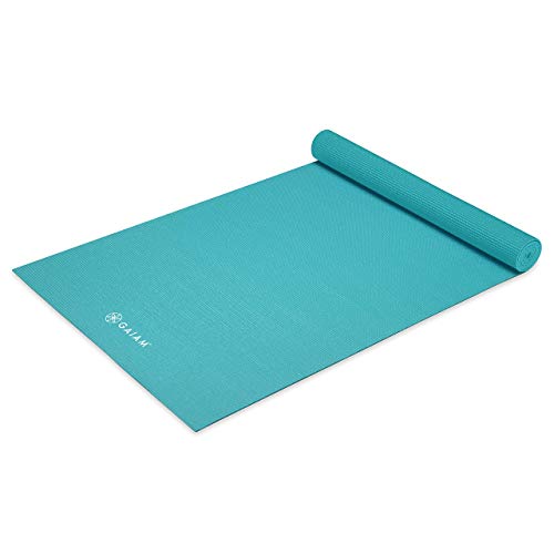 Gaiam Yoga Mat Premium Solid Color Reversible Non Slip Exercise & Fitness Mat for All Types of Yoga, Pilates & Floor Workouts, Light Blue, 6mm, List Price is $29.98, Now Only $13.82