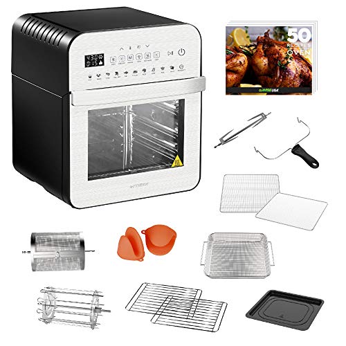 GoWISE USA GW44804 Air Fryer Toaster Oven with Rotisserie + Dehydrator and 11 Accessories + 50 Recipes, Ultra (Silver/Black), 12.7 quart, List Price is $159.99, Now Only $83.91