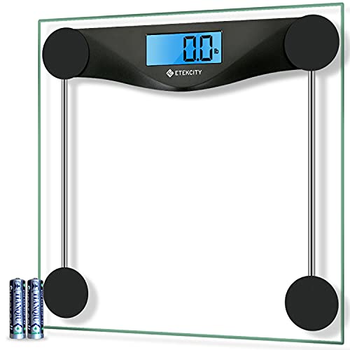 Etekcity Digital Body Weight Bathroom Scale, Large Blue LCD Backlight Display, High Precision Measurements, 6mm Tempered Glass, 400 Pounds, Black,  Now Only $18.57