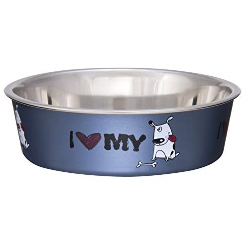 Loving Pets Bella Bowl Designer & Expressions Dog Bowl, Small, I Love My Dog, Steel Blue, Now Only $3.72