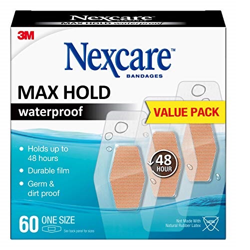 Nexcare Max Hold Waterproof Bandages, Wound Care, Scrape, Cuts, Adhesive, Clear, Assorted, Transparent, 60 Count, List Price is $10.99, Now Only $7.12