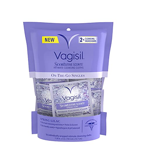 Vagisil Scentsitive Scents On-The-Go Feminine Mini Cleansing Wipes, pH Balanced, Spring Lilac, 16 Count, List Price is $3.5, Now Only $2.97, You Save $0.53 (15%)