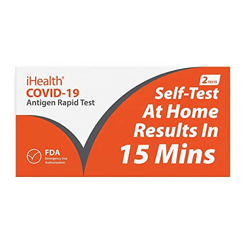 iHealth COVID-19 Antigen Rapid Test, 2 Tests per Pack,FDA EUA Authorized OTC at-Home Self Test, Results in 15 Minutes with Non-invasive Nasal Swab, Easy to Use & No Discomfort, Now Only $11.58