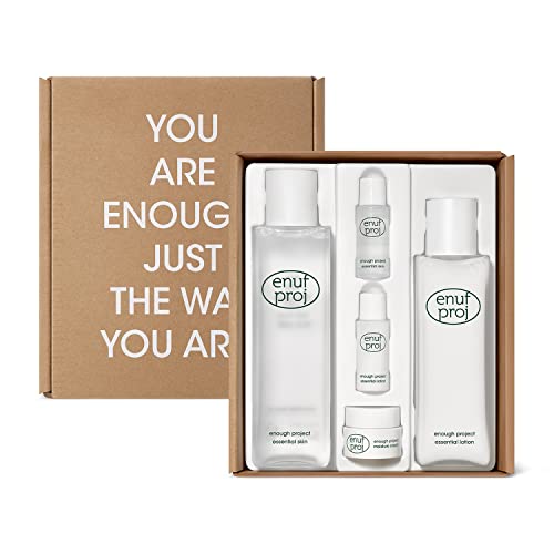 ENOUGH PROJECT Skin Care Set for Both Home& Travel, with Facial Toner, Lotion& Cream for Daily Moisturizing, Korean, Vegan, Cruelty-free, Paraben-free Korean Skincare 12.68Fl.Oz by Amorepacific
