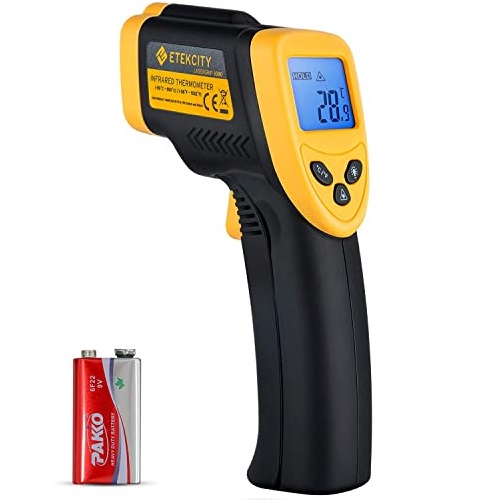 Etekcity Lasergrip 1080 Non-contact Digital Laser Infrared Thermometer Temperature Gun -58℉~1022℉ (-50℃～550℃), Yellow and Black, only $20.99