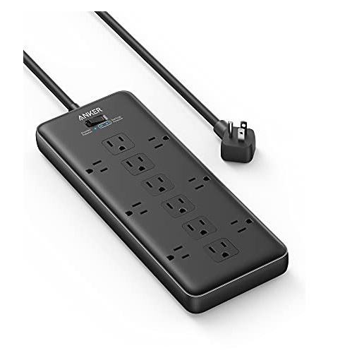 Anker Power Strip Surge Protector (2 × 4000 Joules), PowerExtend Strip 12 Outlets with Flat Plug, 1875W Output, 6ft Extension Cord, Dual Surge Protection for Office, Home, Only $22.99