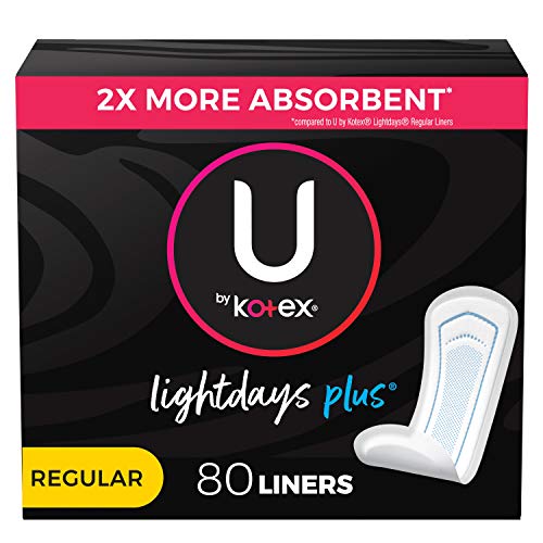 U by Kotex Lightdays Plus Panty Liners, Regular Length, Unscented, 80 Count, List Price is $7.43, Now Only $3.55