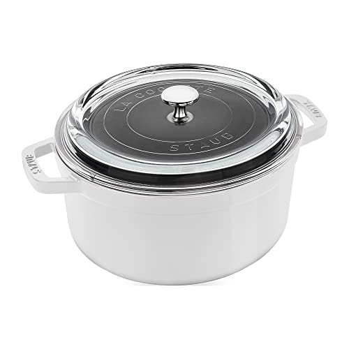 Staub Cast Iron 4-qt Round Cocotte with Glass Lid - White, List Price is $131.01, Now Only $98.2, You Save $32.81 (25%)