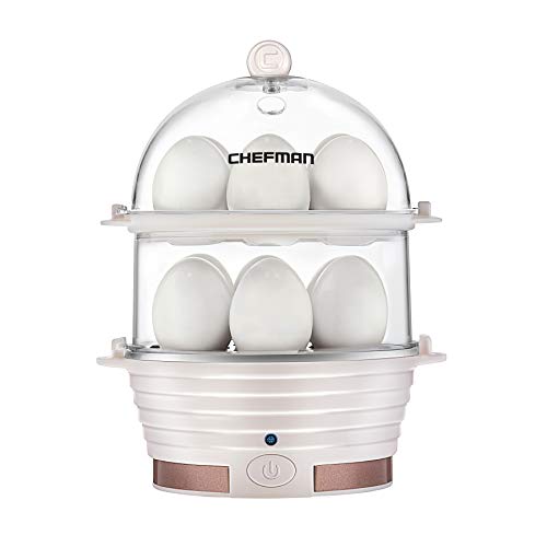 Chefman Electric Egg Cooker Boiler, Rapid Egg-Maker & Poacher, Food & Vegetable Steamer, Quickly Makes 12 Eggs, Hard or Soft Boiled, Poaching and Omelet Trays Included, Ready Signal,  Only $15