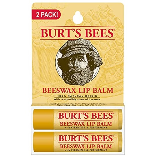 Burt’s Bees Lip Balm, Moisturizing Lip Care Valentine’s Gift for Men & Women, 100% Natural, Original Beeswax with Vitamin E & Peppermint Oil (2 Pack), Now Only $3.67