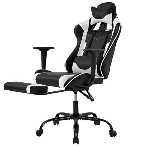 Racing Gaming Chair, High-Back PU Leather Home Office Chair Desk Computer Chair Ergonomic Executive Swivel Rolling Chair with Arms Lumbar Support for Men(White), Now Only $123.74