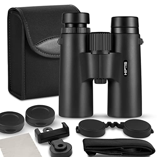 HIPTIS Binoculars, 12x42mm Professional Binoculars for Adults, HD Binocular Telescope with Night Vision, Binoculars for Hunting, Bird Watching,Climbing,Stargazing,Travelling