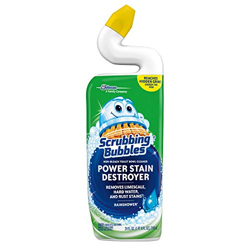 Scrubbing Bubbles Toilet Bowl Cleaner and Power Stain Destroyer, Removes Limescale, Hard Water, and Stains. Extended Neck to ensure Freshness, Rainshower Scent, 24 oz, Now Only $1.89