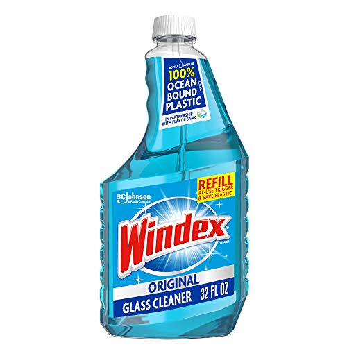Windex Glass and Window Cleaner Refill Bottle, Bottle Made from 100% Recycled Plastic, Original Blue, 32 fl oz, Now Only $2.54