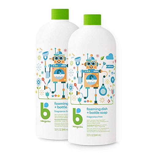 BabyGanics Foaming Dish Soap Refill, Fragrance Free, 32 Fl Oz (Pack of 2), Packaging May Vary, List Price is $15.98, Now Only $12.38