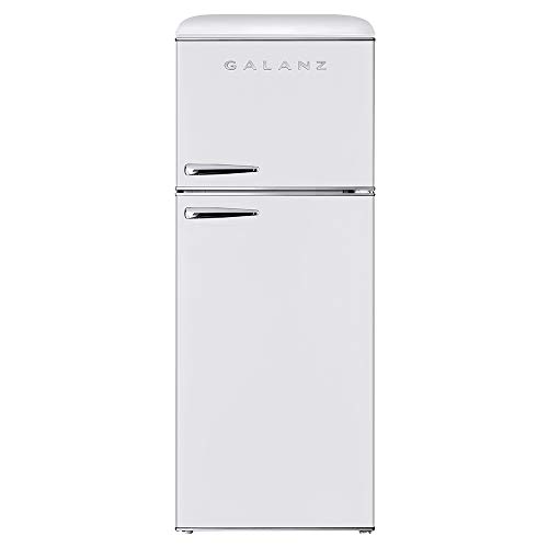 Galanz GLR10TWEEFR True Top Freezer Retro Refrigerator Frost Free Dual Door Fridge, Adjustable Electrical Thermostat Control, 10.0 Cu Ft, White, List Price is $554.99, Now Only $398