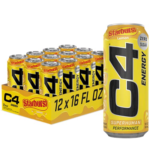 Cellucor C4 Energy Drink, Starburst Lemon, Carbonated Sugar Free Pre Workout Performance with no Artificial Colors or Dyes, 16 Oz, 12 Count, List Price is $26.99, Now Only $16.09