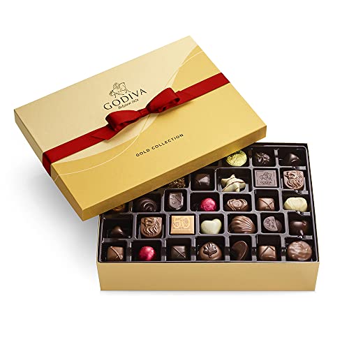 Godiva Chocolatier Assorted Chocolate Gold Gift Box with Red Ribbon, 70 Pieces, List Price is $99.95, Now Only $69.96, You Save $29.99 (30%)