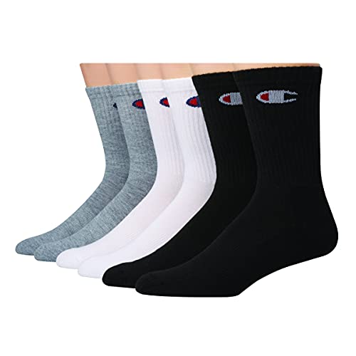 Champion Women's Double Dry 6-Pair Pack Logo Crew Socks List Price is $19, Now Only $8.55, You Save $10.45 (55%)